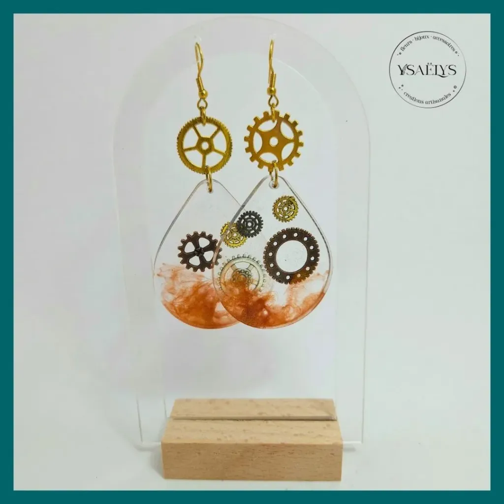 Boucle d'oreille Ysaëlys Steampunk Gouttes