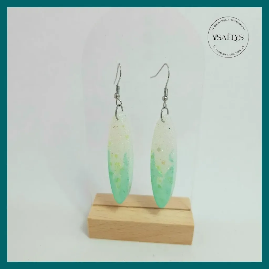 Boucles d'oreilles Ysaëlys Goutte Océan Pailleté
