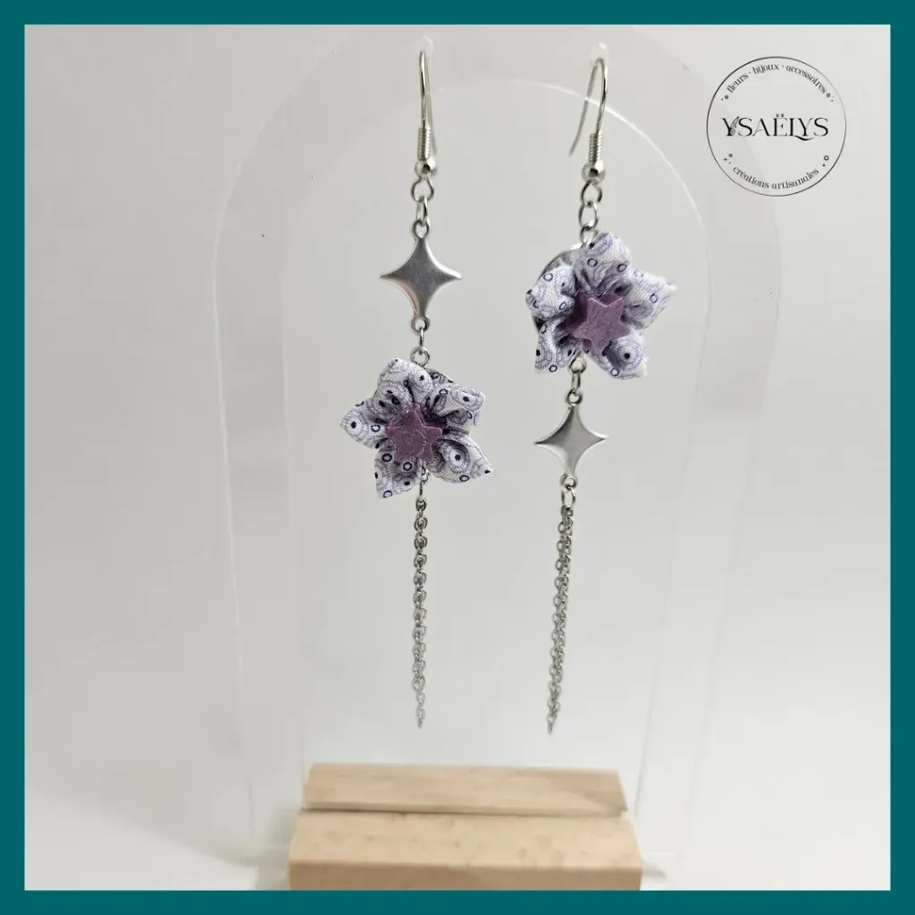 Boucles d'oreilles Ysaëlys Fleurs d’Améthyste Stellaire