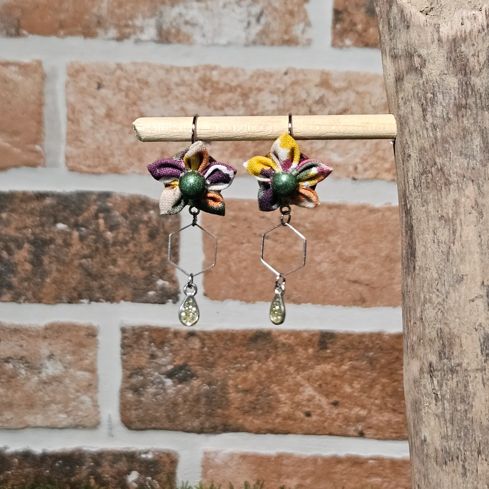 Boucles d'oreilles florales argentés Jardin secret